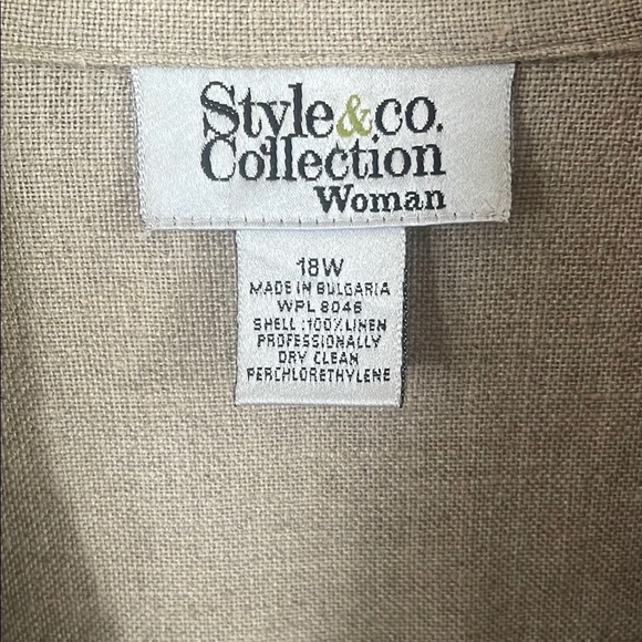 Style & Co Tan Embroidered Button Down Shirt Sz 18W - Picture 2 of 4